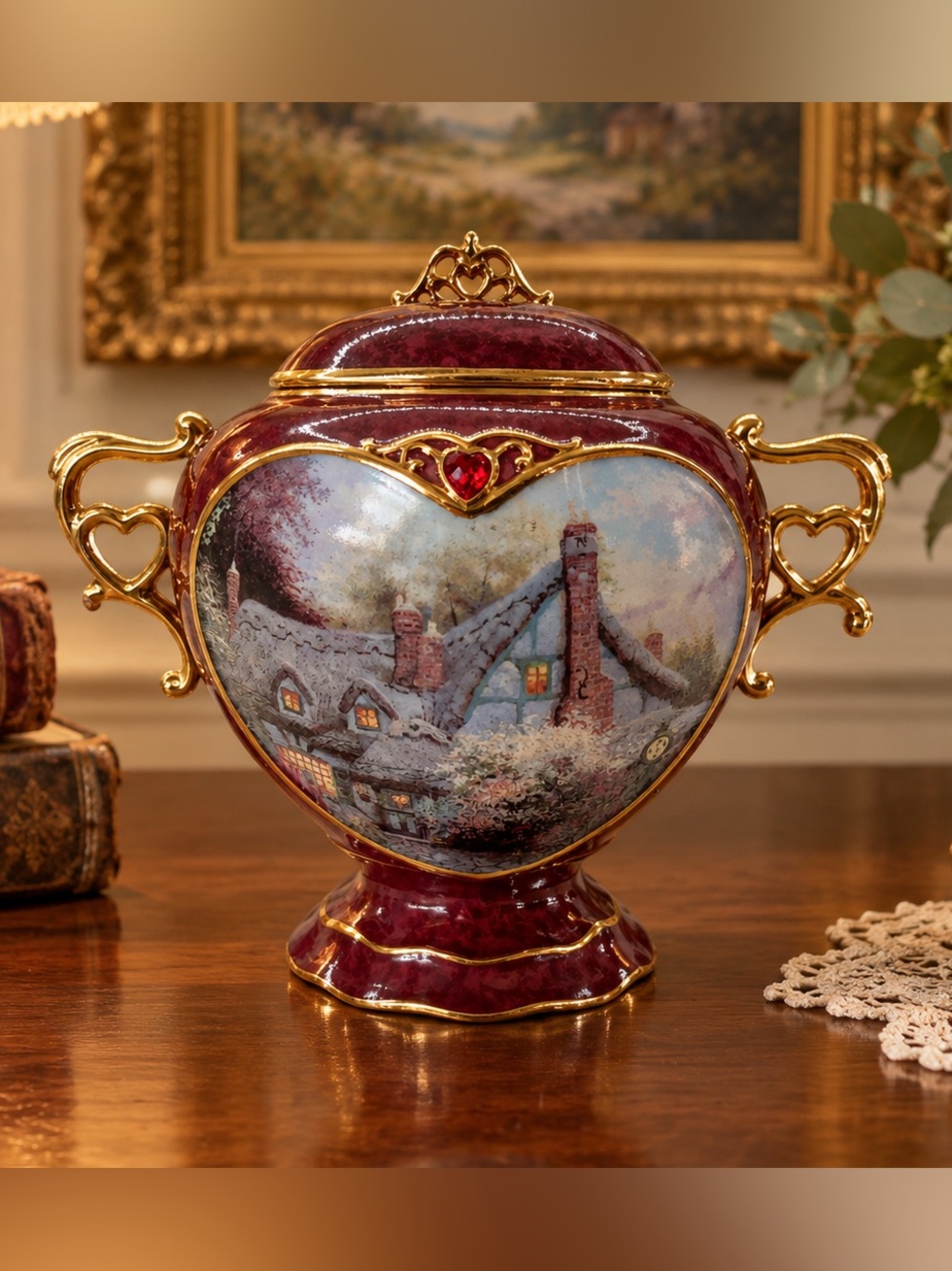 Thomas Kinkade "Sweetheart Cottage Il" Heirloom Porcelain Music Box